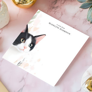 Zwarte en Witte Tuxedo Kat met Naam Notitieblok