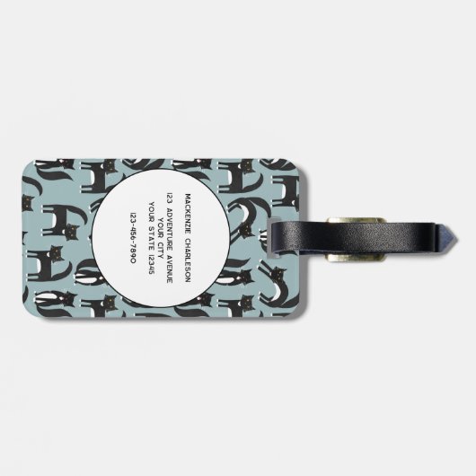 Zwarte en Witte Tuxedo Katten Aangepaste naam Bagagelabel (Achterkant horizontaal)