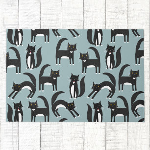 Zwarte en witte Tuxedo-katten Deurmat