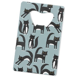 Zwarte en witte Tuxedo-katten Kredietkaart Flessenopener