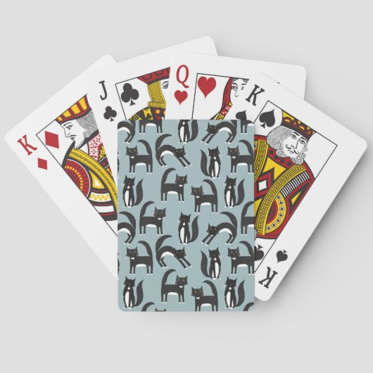 Zwarte en witte Tuxedo-katten Pokerkaarten (Achterkant)