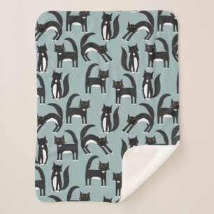 Zwarte en witte Tuxedo-katten Sherpa Deken