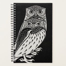 Zwarte en witte twee uilen van Julie de Graag 2022 Planner