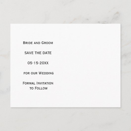 Zwarte en witte typografie bruiloft Opslaan Datum Aankondigingskaart (Achterkant)