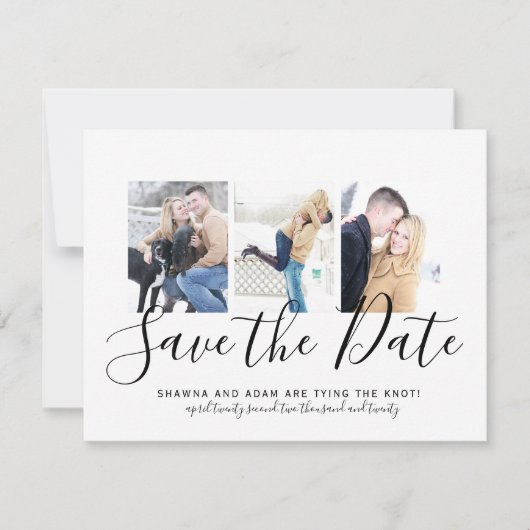 Zwarte en Witte Typografie Foto Opslaan Datum Aankondiging (Voorkant)