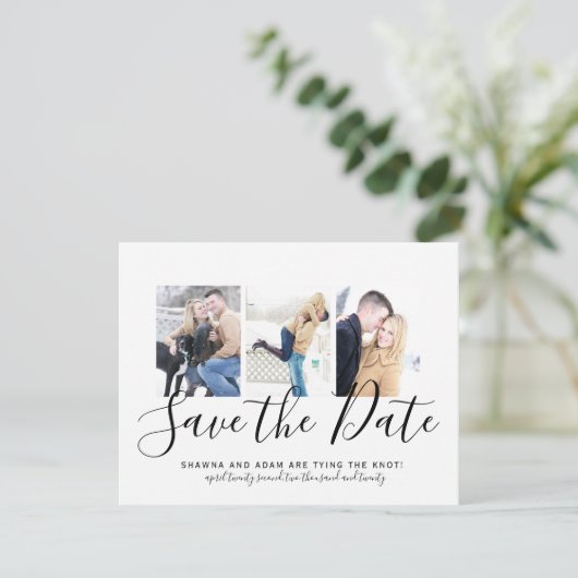 Zwarte en Witte Typografie Foto Opslaan Datum Aankondiging (Staand voorkant)