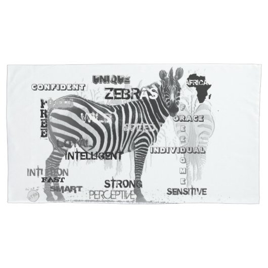 Zwarte en witte unieke Zebras-typografie Kussensloop (Voorkant)