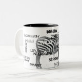 Zwarte en witte unieke Zebras-typografie Tweekleurige Koffiemok (Voorkant links)