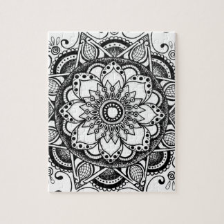 Zwarte en witte ventilator Mandala Art Jigzaag Puz Legpuzzel