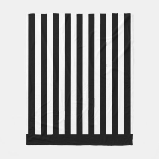 Zwarte en witte verticale referentiestrepen fleece deken (Voorkant)