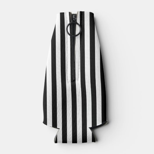 Zwarte en witte verticale strepen flesjeskoeler (Achterkant)