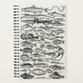 Zwarte en witte  vis, oceaan, ichtyoloog planner