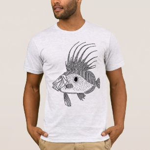 ZWARTE EN WITTE VISILLUSTRATIE T-SHIRT