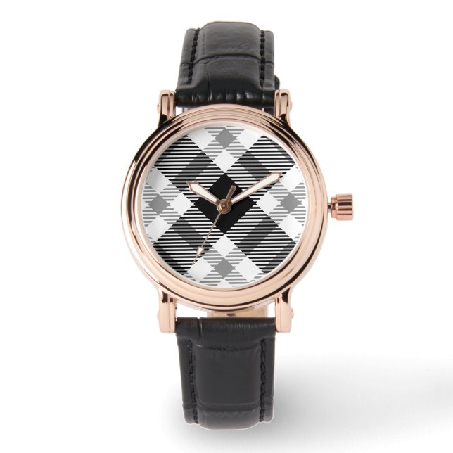 zwarte en witte vlecht horloge (Voorkant)