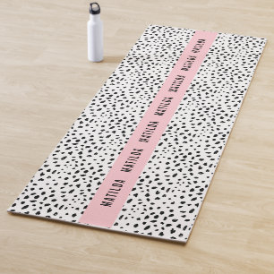 Zwarte en witte vlek met roze streep op maat yogamat