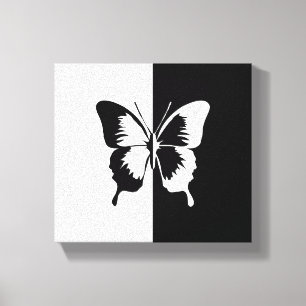 Zwarte en witte vlinder canvas afdruk