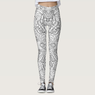 Zwarte en witte vlinder Paisley Leggings