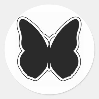 Zwarte en witte vlinder ronde sticker