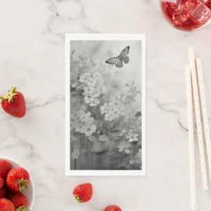 Zwarte en witte vlinder servet