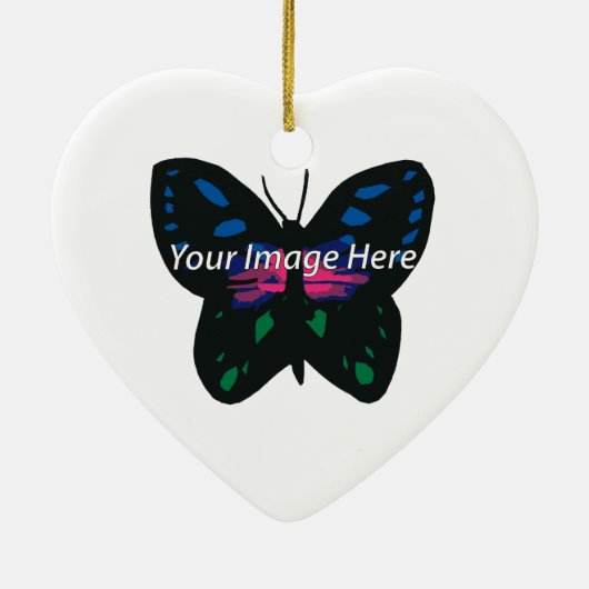 Zwarte en witte vlinder Silhouettes Keramisch Ornament (Achterkant)