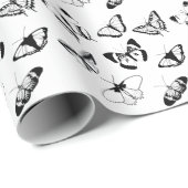 Zwarte en witte vlinders cadeaupapier (Rol Hoek)