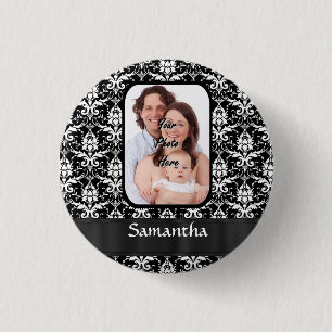 Zwarte en witte vocht ronde button 3,2 cm