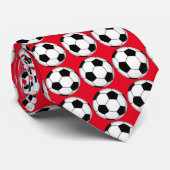 Zwarte en witte Voetballen op rood Stropdas (Opgerold)