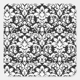 zwarte en witte vogel bloeien vierkante sticker