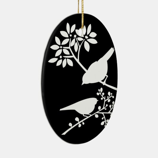 Zwarte en witte vogels keramisch ornament (Rechts)