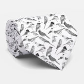 Zwarte en witte vogels stropdas (Opgerold)