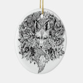 Zwarte en witte vos in het bos keramisch ornament (Rechts)