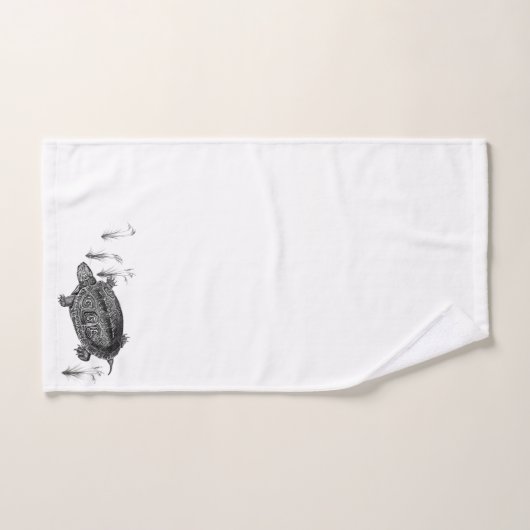 Zwarte en witte waterschildpad bad handdoek (Handdoek)
