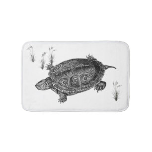 Zwarte en witte waterschildpad badmat