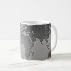 zwarte en witte wereldkaart koffiemok