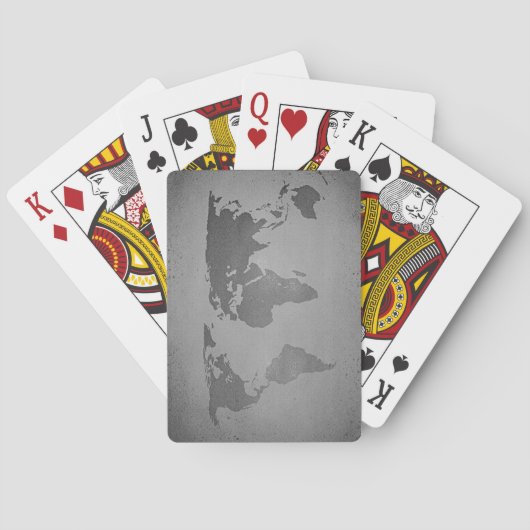  zwarte en witte wereldkaart pokerkaarten (Achterkant)