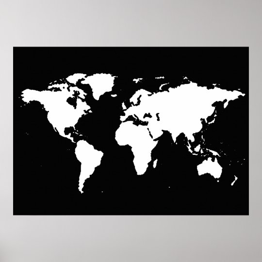 NieuwZeeland over het algemeen ik ben verdwaald zwarte en witte wereldkaart poster | Zazzle.be