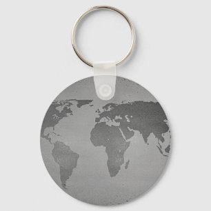 zwarte en witte wereldkaart sleutelhanger