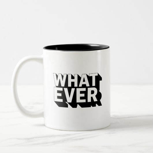 Zwarte en witte WHATEVER-Mok Tweekleurige Koffiemok (Links)