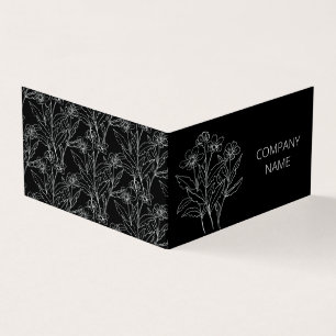 Zwarte en witte wilde bloemen visitekaartjes
