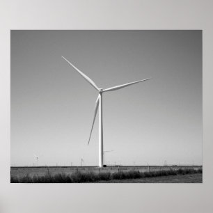 Zwarte en witte windturbine in Oklahoma 16 x 20 Poster