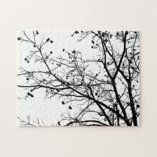 Zwarte en witte winterboom legpuzzel