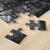 Zwarte en witte winterstructuur in het midden van  legpuzzel (Zijkant)