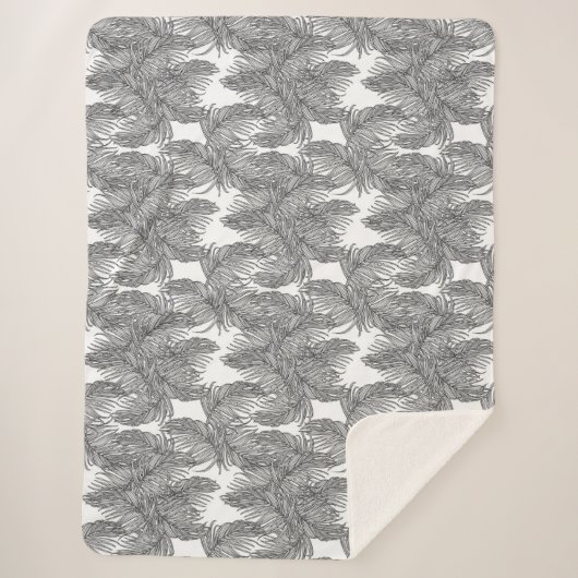 Zwarte en witte woestijnpalm sherpa deken (Voorkant)