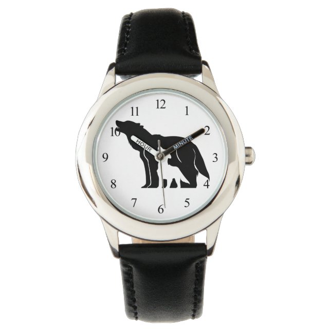 Zwarte en witte wolven horloge (Voorkant)