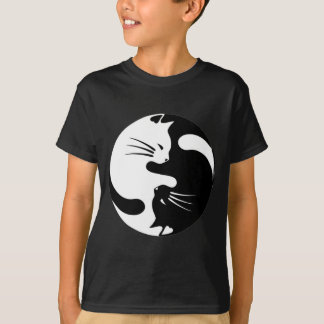 zwarte en witte yinyang katten t-shirt