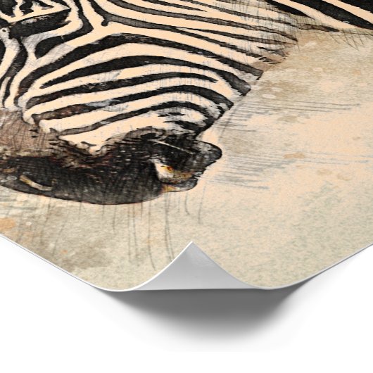 Zwarte en witte Zebra AfdrukAfrikaanse kunst Poster (Hoek)