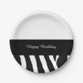 Zwarte en witte Zebra Birthday Stripe Papieren Bordje (Voorkant)