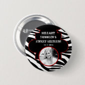 Zwarte en witte Zebra Print Animal Foto Button (Voorkant /achterkant)