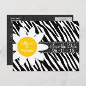 Zwarte en witte Zebra; Spring Daisy Aankondigingskaart (Voorkant / Achterkant)