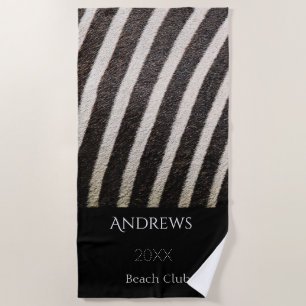 Zwarte en witte Zebra Stripes Name Beach Towel Strandlaken